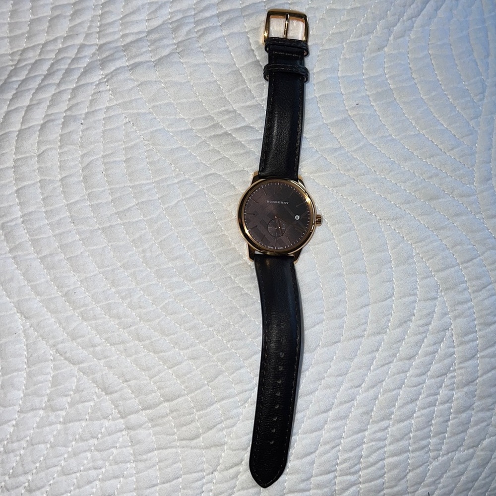 Brown Leather and gold Burberry Watch